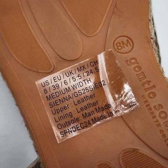 Gentle Souls Sienna Mary Jane Espadrille Ballet Flats Gold Metallic Leather 8M - Picture 7 of 7